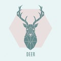 Geometric deer illustration. Abstract nordic deer emblem .