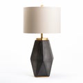 Geometric Design Black Lamp With Gold Accent And White Shade