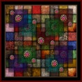 Geometric design with colored textured squares