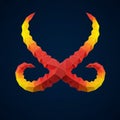 Geometric design features two intertwined, angular horns composed of a polygonal Royalty Free Stock Photo