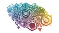 The hexagons appear prominently, surrounded by an array of overlapping triangles Royalty Free Stock Photo