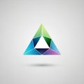 A geometric design featuring a colorful triangle made of smaller triangles. The outer Royalty Free Stock Photo