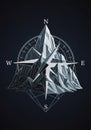 Geometric design featuring a compass rose intertwined with a stylized mountain. Th Royalty Free Stock Photo