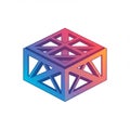 Geometric design featuring a cube with open lattice sides, forming intersecting Royalty Free Stock Photo