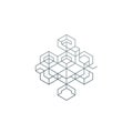 Geometric design featuring interconnected hexagons and cubes Royalty Free Stock Photo