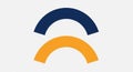 Featuring two semicircles one in dark blue and the other in orange Royalty Free Stock Photo