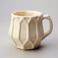 Geometric Design Ivory Coffee Cup With Precise Hyperrealism