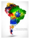 GEOMETRIC DESIGN MAP OF SOUTH AMERICA Royalty Free Stock Photo