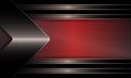 Geometric design with a mesh red frame with a shiny bronze edging, with an arrow of metallic hue.