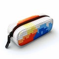 Colorful Pixelated Pencil Case With Sun Design - Stock Illustration Royalty Free Stock Photo