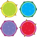 Colorful set of 4 geometric shape label frames