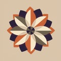 Geometric design with symmetrical flower-like pattern featuring layered petals in orange, Royalty Free Stock Photo