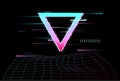 Geometric detail in synthwave style with Neon laser grid. Futuristic . Glitch effect. Vhs. retro. Vaporwave. Vector illustration