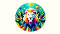 Geometric digital art features a stylized lion within a circula Royalty Free Stock Photo