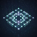 Geometric digital artwork featuring a network of interconnected nodes Royalty Free Stock Photo