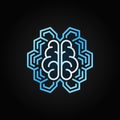 Geometric digital brain bright line icon. Vector symbol