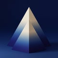 Geometric digital rendering of a pyramid against a dark blue background. The pyramid Royalty Free Stock Photo