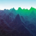 Geometric digital representation of a mountain range with a wireframe design Royalty Free Stock Photo