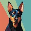 Geometric Doberman Illustration In Dynamic Color Fields