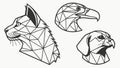 Geometric Dog and Eagle Head Art, vector design Generative AI Royalty Free Stock Photo