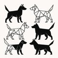 Geometric Dog Silhouettes: Low Poly Canine Vector Graphics Royalty Free Stock Photo