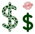Geometric Dollar Sign Icon Mosaic and Grunge 50 percent Off Everything Stamp