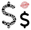 Geometric Dollar Symbol Icon Mosaic and Distress 30 percent Off Everything Stamp Imitation