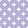 Geometric dye damask medallion motif background. Seamless pattern wax print bleached resist geo. Monochrome purple lilac dip dyed