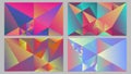 Multicolored geometric dynamic gradient triangular background design set