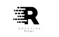 Geometric and dynamic letter R logo design with movement effect