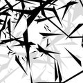 Geometric edgy rough pattern. Abstract black and white art.