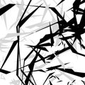 Geometric edgy rough pattern. Abstract black and white art.