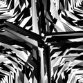 Geometric edgy rough pattern. Abstract black and white art.