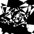 Geometric edgy rough pattern. Abstract black and white art.