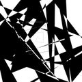 Geometric edgy rough pattern. Abstract black and white art.