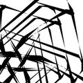 Geometric edgy rough pattern. Abstract black and white art.