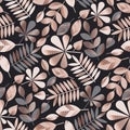 Geometric elegant autumn leaves seamless pattern