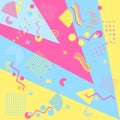 Geometric elements in the Memphis style, colorful geometric chaos. Retro 80s style. Vector