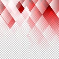 Geometric elements red color abstract vector with transparent background