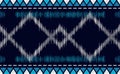 Geometric ethnic pattern vector, White and blue embroidery continuous background, Zigzag aztec texture design, Square fabric retro Royalty Free Stock Photo