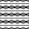 Geometric ethnic seamless stripe pattern in Native American style. Pattern with Aztec tribal motive in black and white colors. Royalty Free Stock Photo