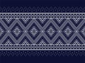 Geometric ethnic texture embroidery design for Blue background or wallpaper and clothing,skirt,carpet,wallpaper,clothing,wrapping, Royalty Free Stock Photo