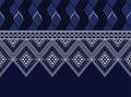 Geometric ethnic texture embroidery design for Blue color background, bed sheet Texture, wallpaper, clothing,skirt,carpet,wallpap Royalty Free Stock Photo