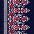 Geometric ethnic texture embroidery design with Dark Blue background or wallpaper and clothing,skirt,carpet,wallpaper,clothing,wra Royalty Free Stock Photo