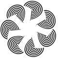 Geometric fan pattern. Concentric circle array. Abstract radial design. Vector curve element. Royalty Free Stock Photo