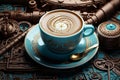 Geometric Fantasy 3D Abstract Coffee Art in Vibrant Colors and Intricate Patterns