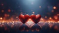 Geometric Fantasy Heart Abstract 3D Render with Bokeh - Valentines Day Red Background