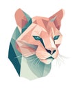Geometric feline head icon isolated