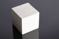 Geometric figure, educational, white on a black background. Cube. Royalty Free Stock Photo