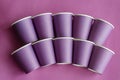 Geometric figure from lilac paper cups for coffee